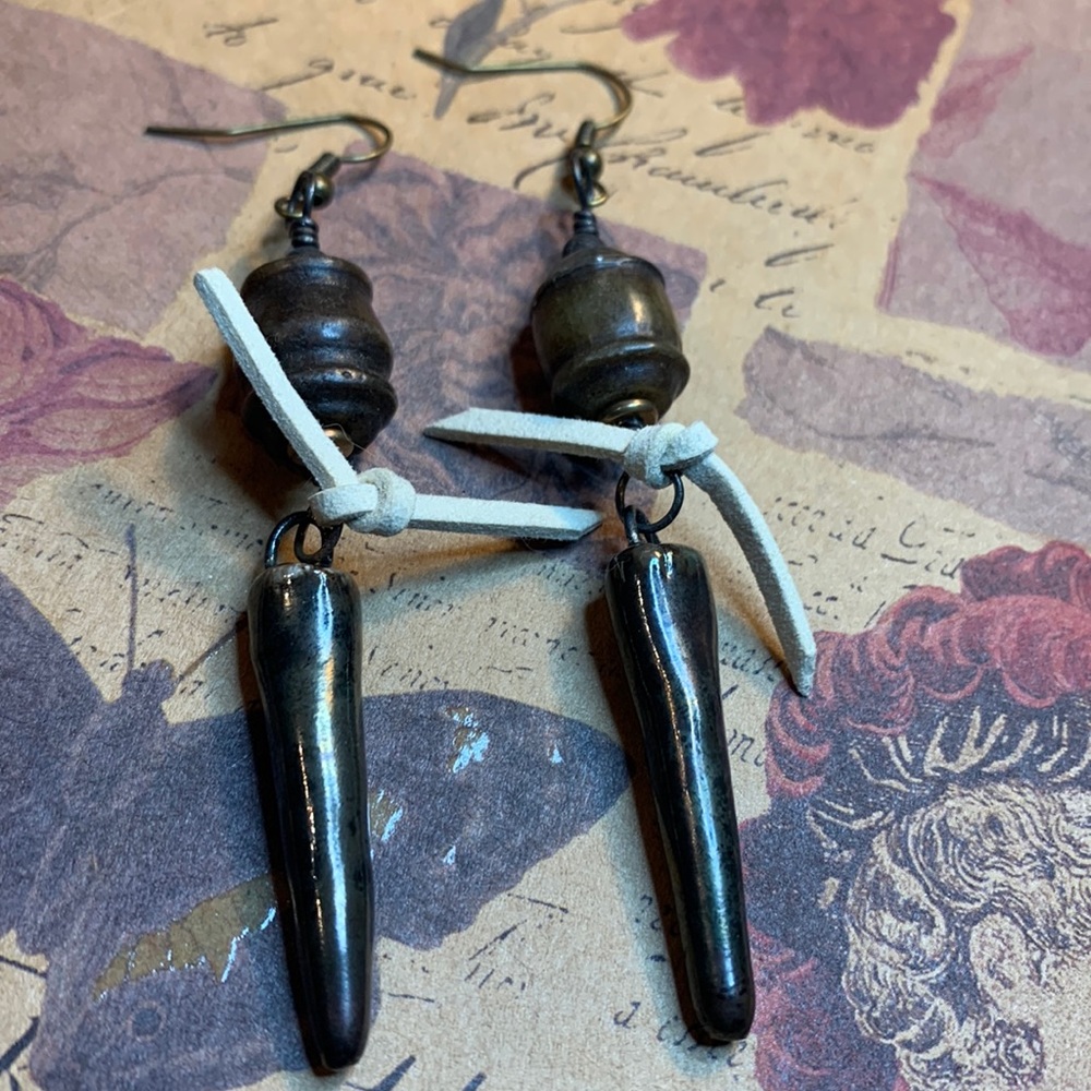 OOAK Tibetan prayer beads Earrings II by Susan A. Ray